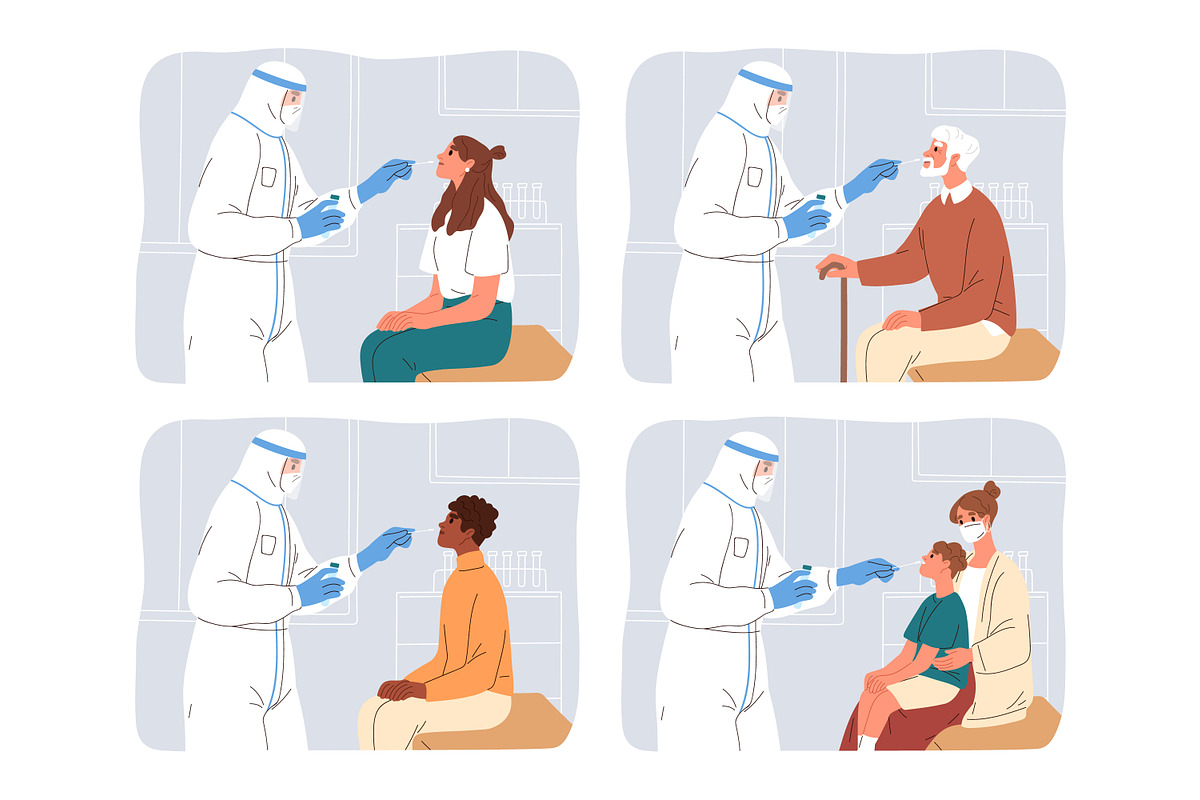 Nasal swab for COVID PCR test set, a Healthcare Illustration by Good Studio (Photo 1 of 9)