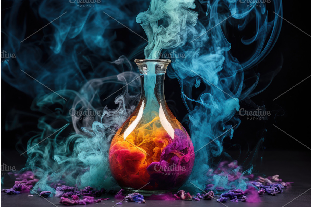 a mysterious potion bottle with, a Food Illustration by Sergey Kotenev