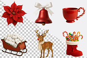 Chic Neon Red Christmas Clipart Bund, an Illustration by SVGArt (Thumbnail 2 of 8)