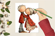 Valentines Old Couple Clipart, an Illustration by Design Market (Thumbnail 4 of 5)