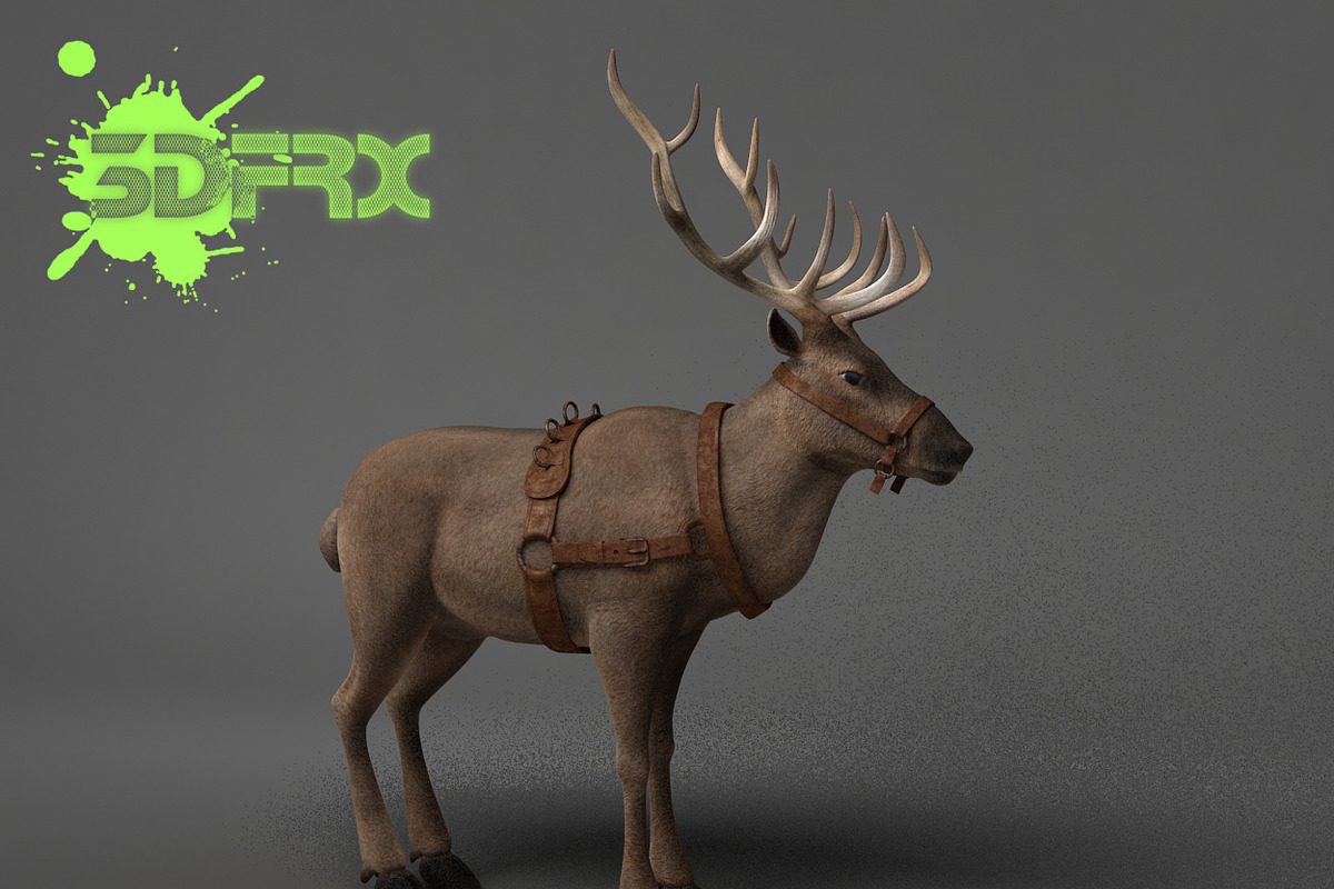 REINDEER (Rigged&Posed), an Animal 3D Model by 3DFRX (Photo 2 of 6)