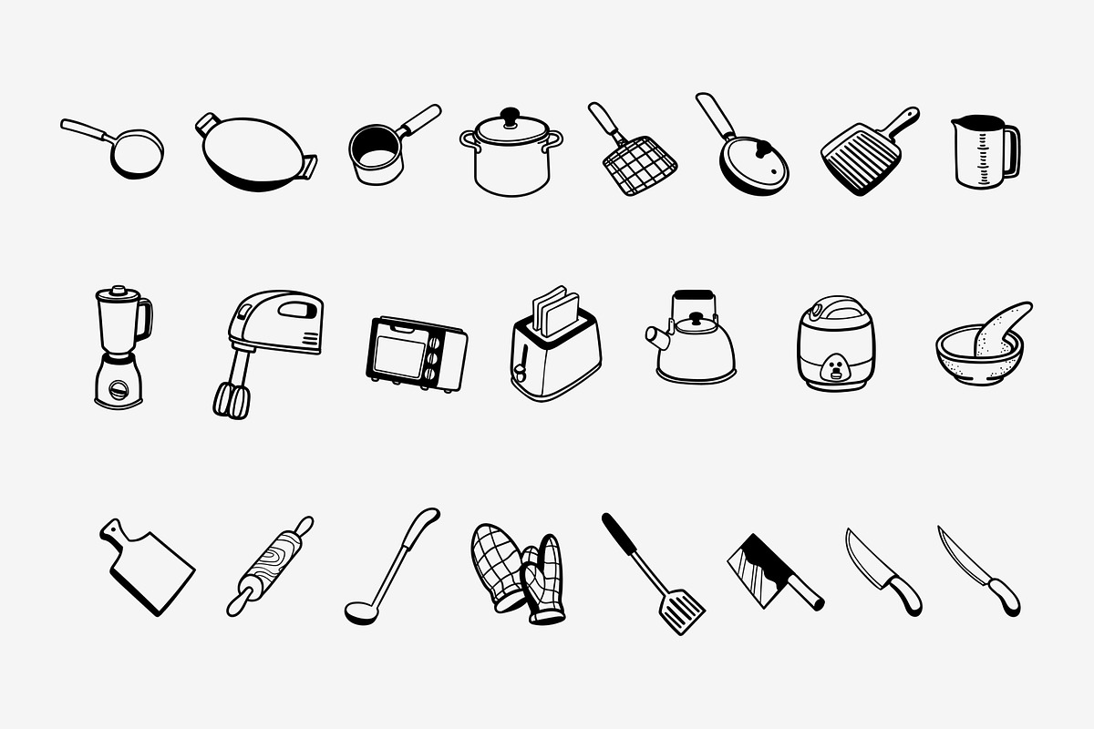 Kitchen Doodle Illustration Element, an Object Graphic by SLAB! Design (Photo 2 of 2)