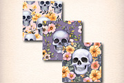 Floral Skull Digital Paper, a Pattern Graphic by Digital Artistic99 (Thumbnail 6 of 7)