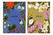 Flower posters, cards for 4 seasons, a Background Graphic by Good Studio (Thumbnail 3 of 9)