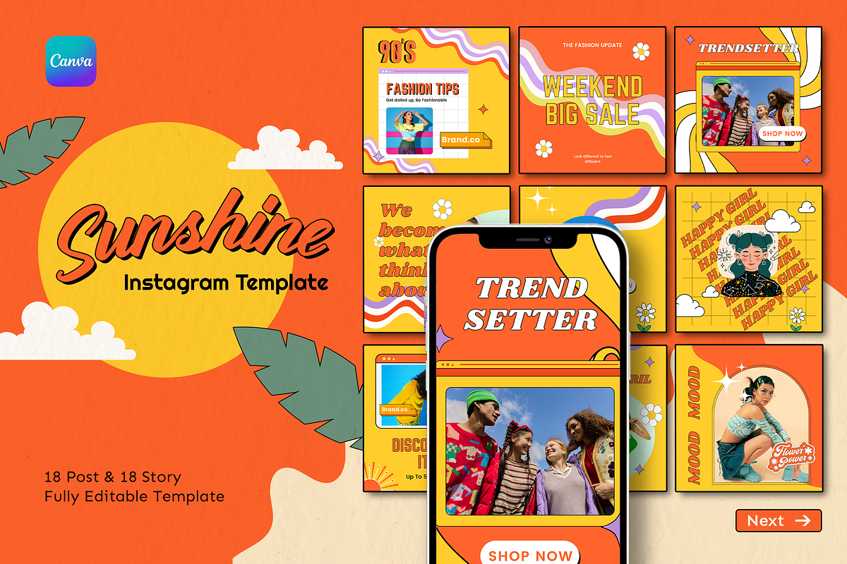Sunshine Canva Instagram Template, a Social Media Template by Shinra Labs (Photo 1 of 6)