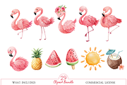 Watercolor Flamingo Clipart, an Animal Illustration by MockupWizard (Thumbnail 2 of 5)