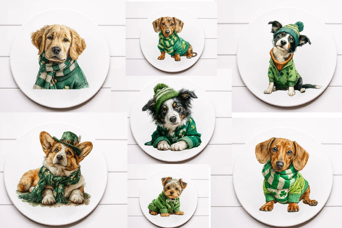 St Patrick's Day Dogs Clipart, an Illustration by Designworld (Photo 6 of 6)