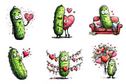 Whimsical Pickle Valentine's Clipart, an Illustration by Dream Creation (Thumbnail 3 of 7)
