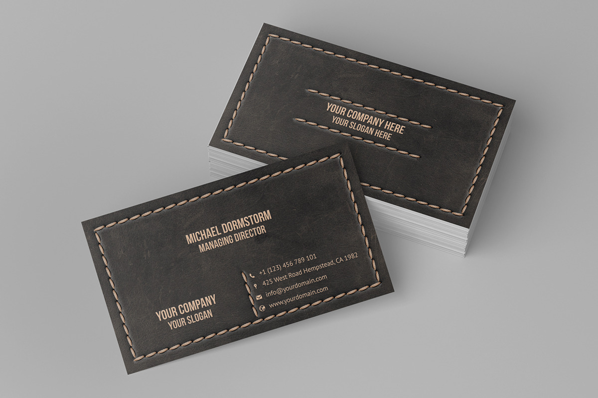 Leather Business Card, a Business Card Template by aykutfiliz (Photo 1 of 3)