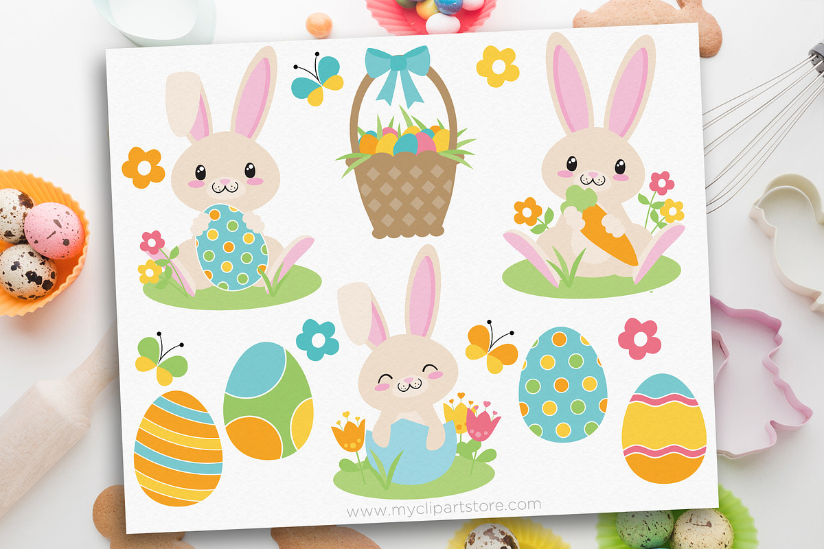Easter Bunny Vector SVG Clipart, an Illustration by MyClipArtStore (Photo 1 of 2)