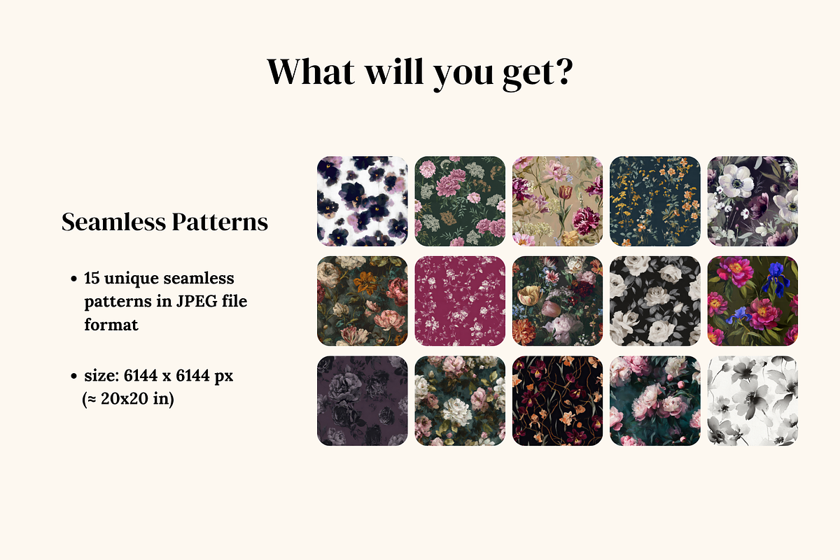 Dark Romance Moody Floral Patterns, a Pattern Graphic by Ninterints (Photo 2 of 17)