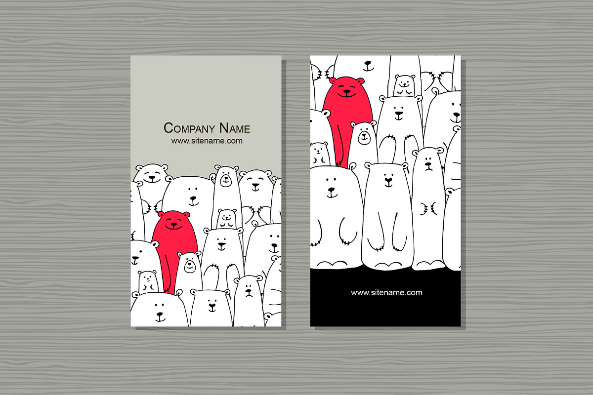 Card templates with white bears, a Card Template by Kudryashka (Photo 6 of 14)