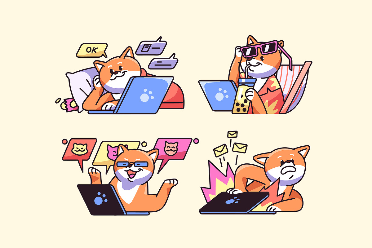 Cute dog working set, stickers, a Person Illustration by PaperTrident (Photo 4 of 10)