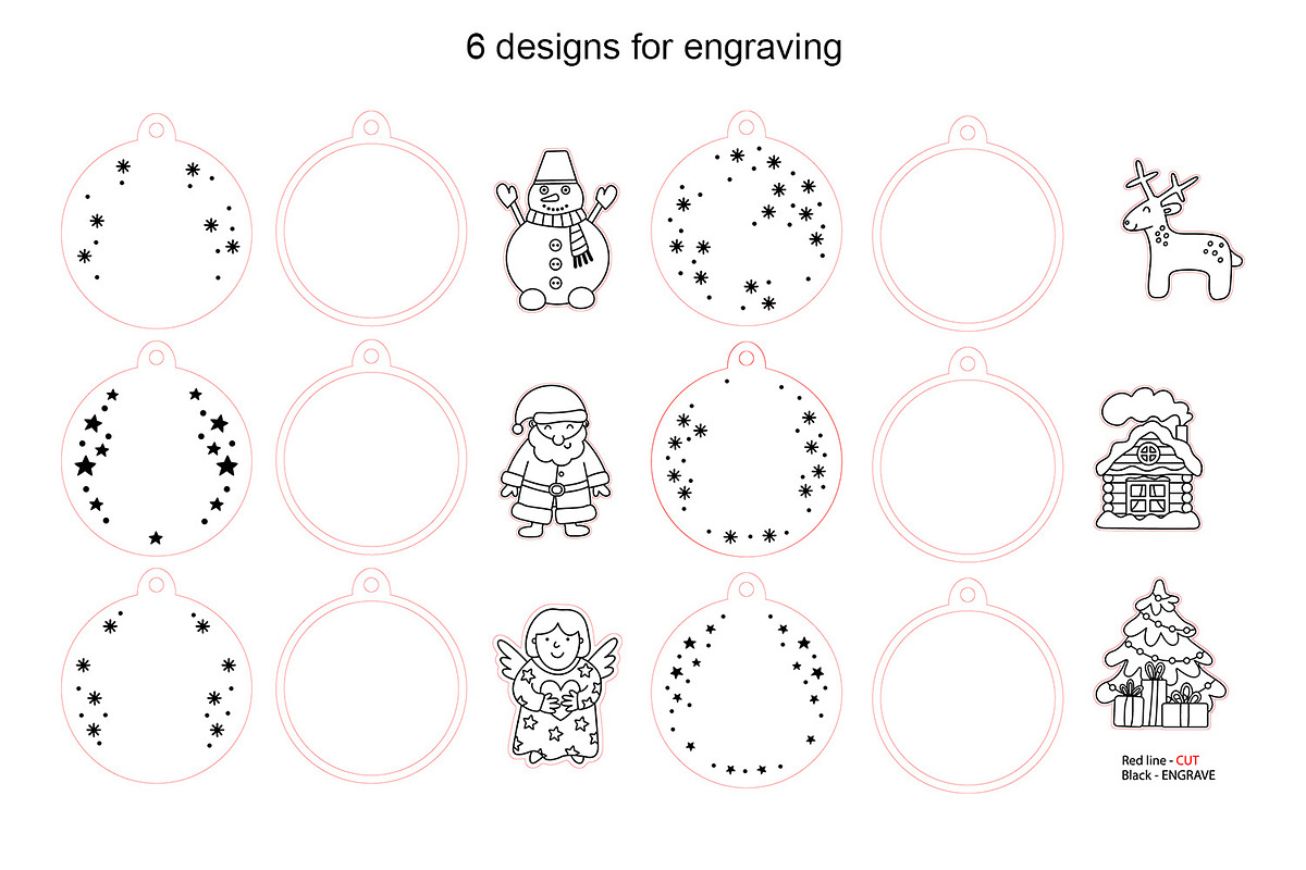 Christmas Ornaments Glowforge Laser, an Object Graphic by Anna Druzhkova (Photo 4 of 9)