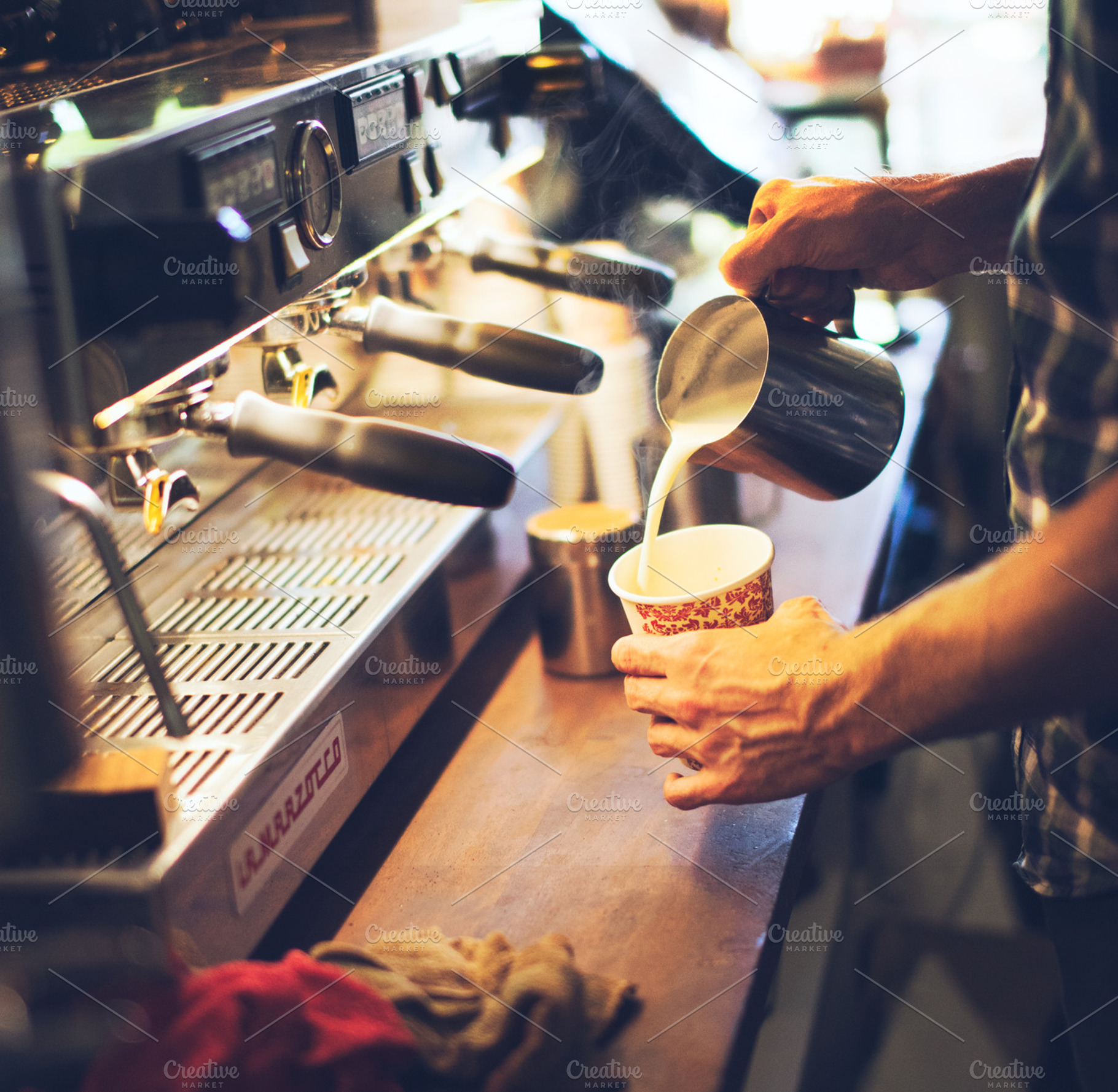 Making Coffee Latte Barista