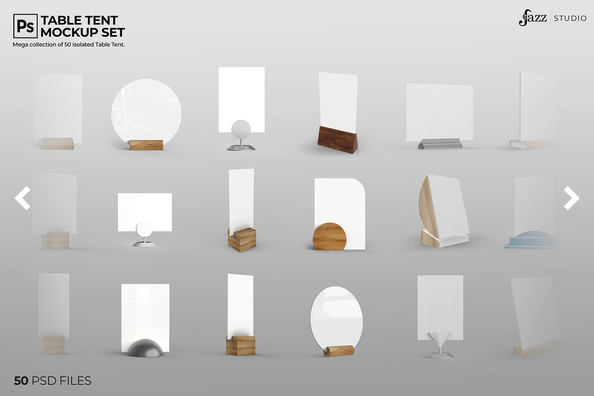 50 PSD Table Tent Mockup Collection, a Mockup by JAZZ STUDIO (Photo 7 of 7)