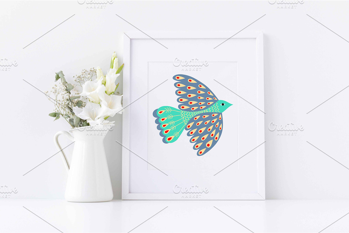Folk Art Birds and Flowers., an Animal Illustration by Kira Konoshenko (Photo 7 of 9)