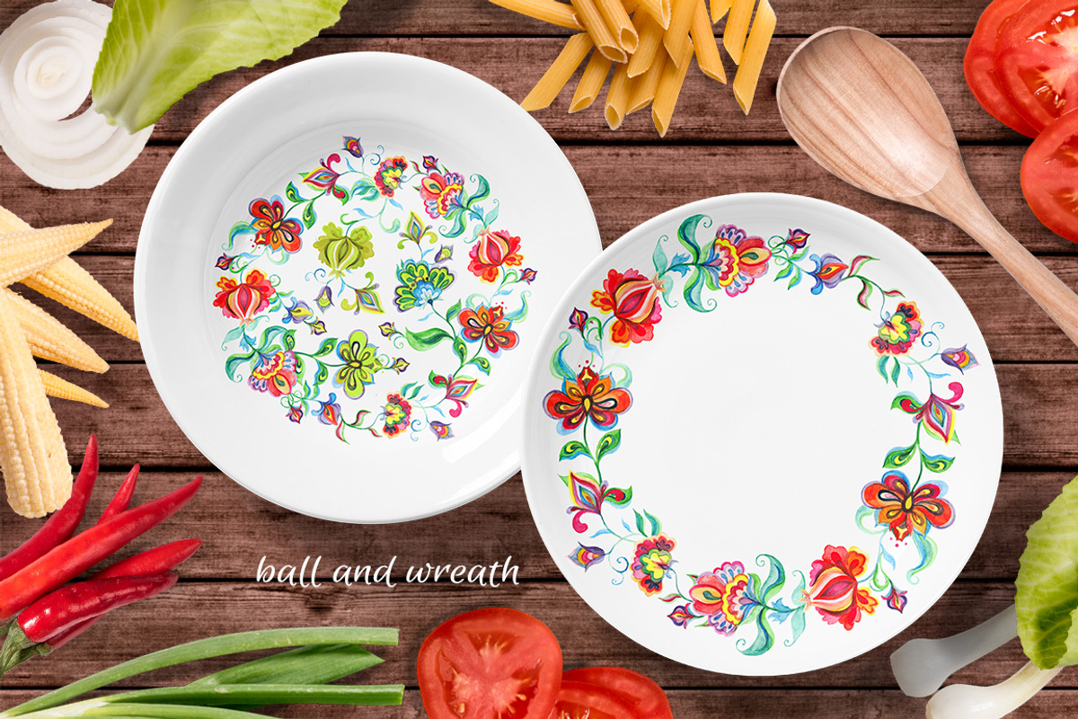 Folk flowers watercolor clipart, a Decorative Illustration by Where summer is (Photo 7 of 8)