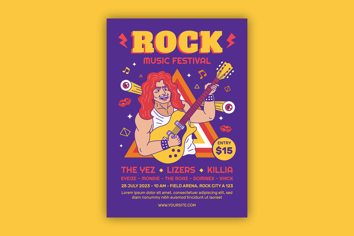 Rock Music Festival Flyer, a Flyer Template by serapika (Photo 1 of 3)