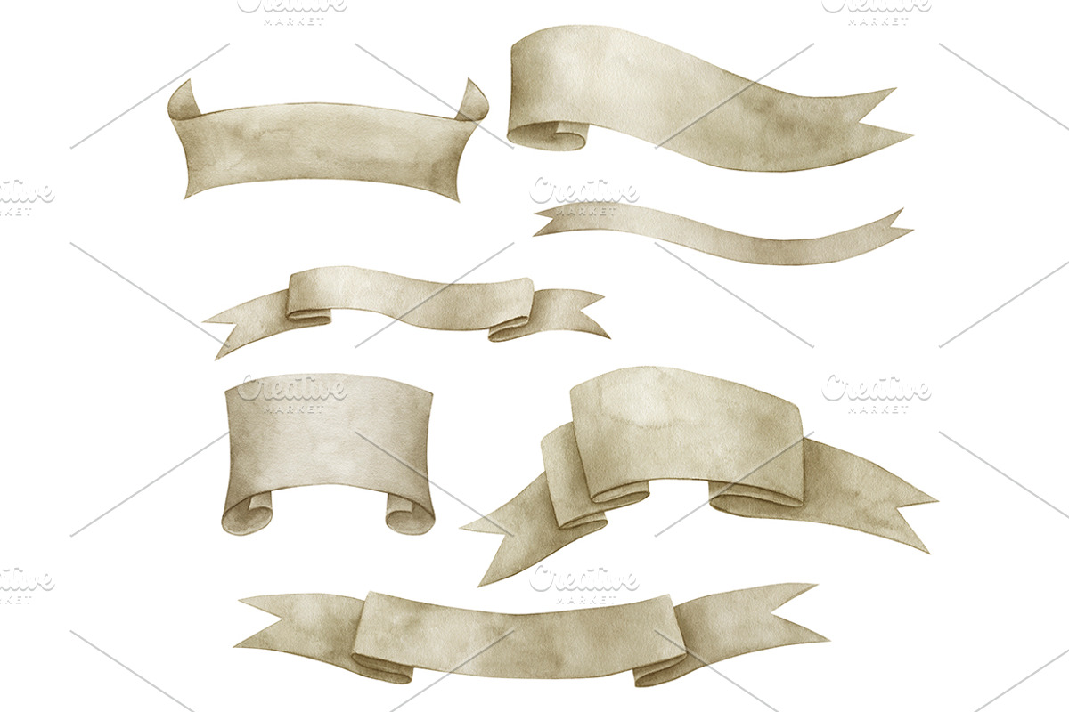 Vintage Beige Banners, an Object Illustration by Natikka Art (Photo 2 of 2)