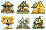 Yellow & Green Autumn Cottage PNG, an Illustration by Craft Nest (Thumbnail 4 of 6)