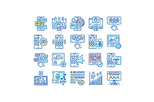 Smm Media Marketing set Icons hand, an Object Illustration by pikepicture