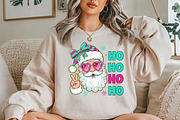 Ho Ho Ho pink and teal Santa and bow, a Seasonal Illustration by YA Design (Thumbnail 3 of 4)