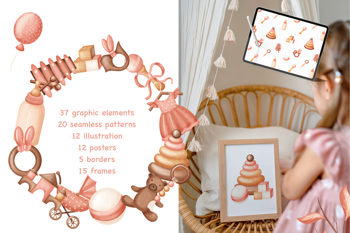 NEWBORN baby illustration & patterns, an Animal Illustration by Linerisyart (Photo 2 of 16)