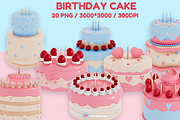 Birthday Cake 3D Clipart Set, a Food Illustration by Eyestudio (Thumbnail 1 of 5)