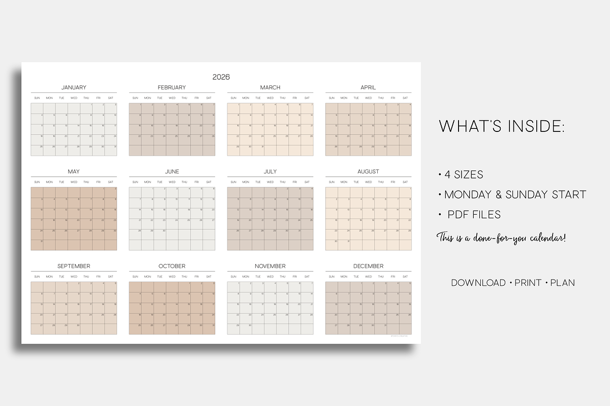 2026 Printable Large Wall Calendar, a Stationery Template by 3PointsCreative (Photo 3 of 6)