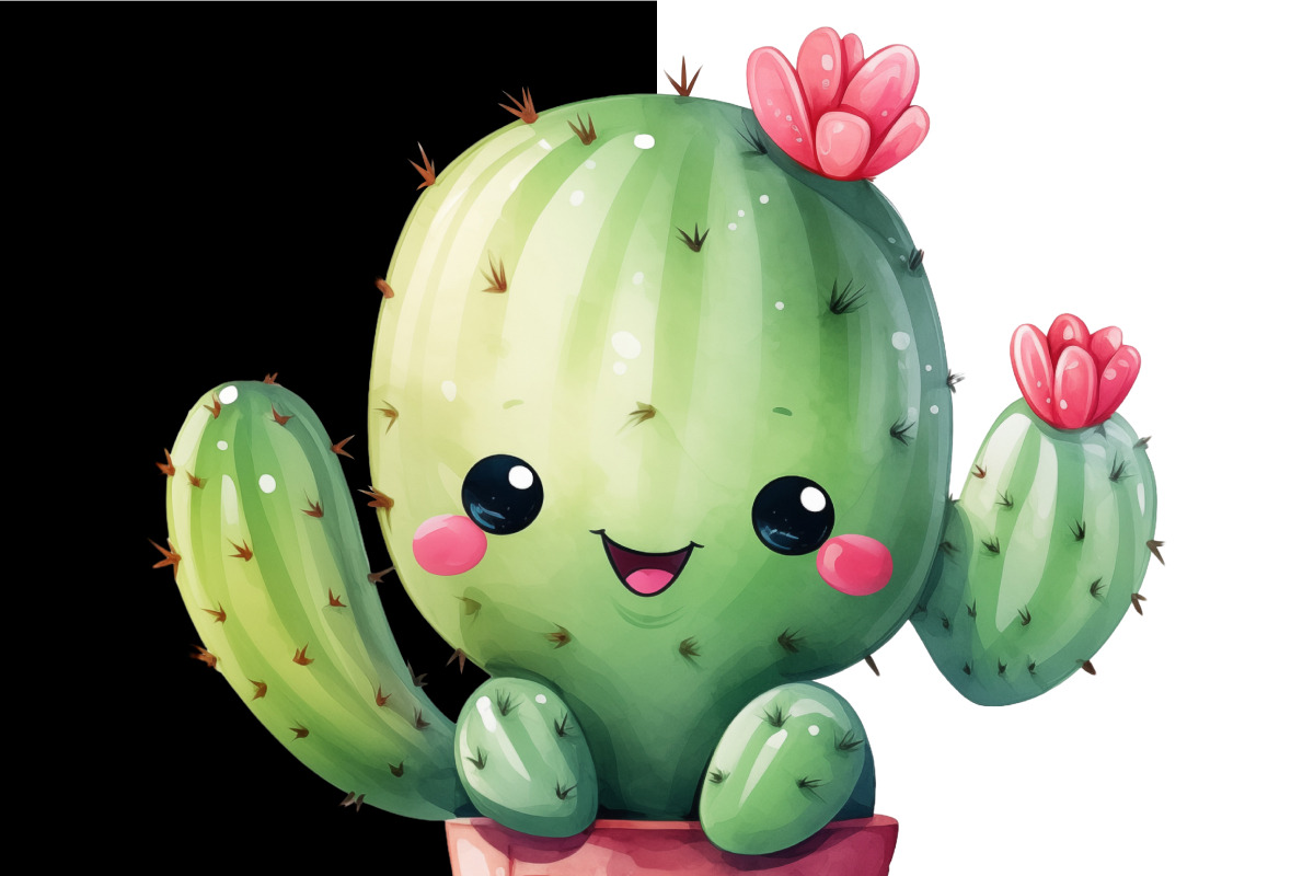 Adorable Cactus Clipart 30 PNG, an Object Illustration by Whimsy Brush Studio (Photo 5 of 6)