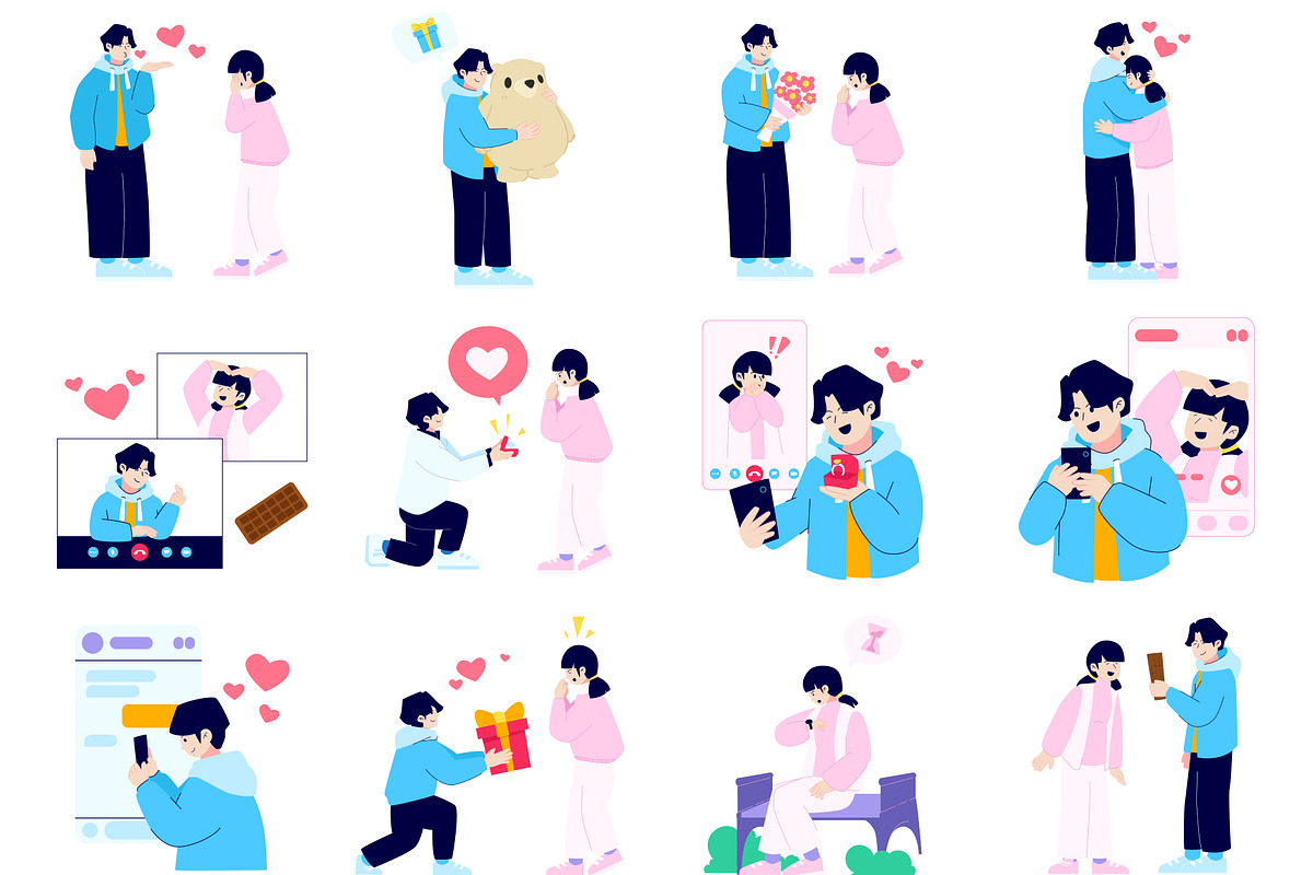 Valentine Illustration Pack, an Illustration by orenjidesign (Photo 7 of 8)