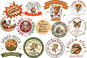 14 Vintage PIZZA Quotes Bundle