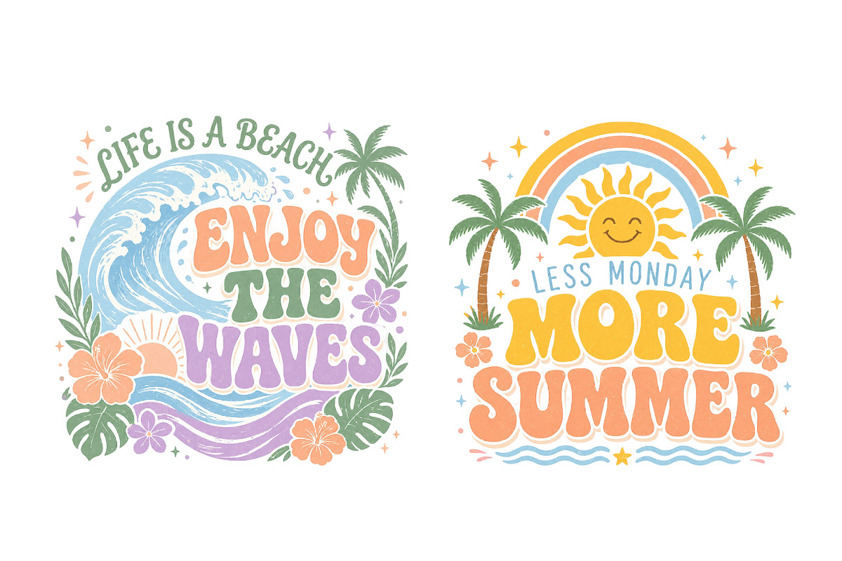 Boho Retro Summer Beach PNG Bundle, an Illustration by Dream Creation (Photo 5 of 6)