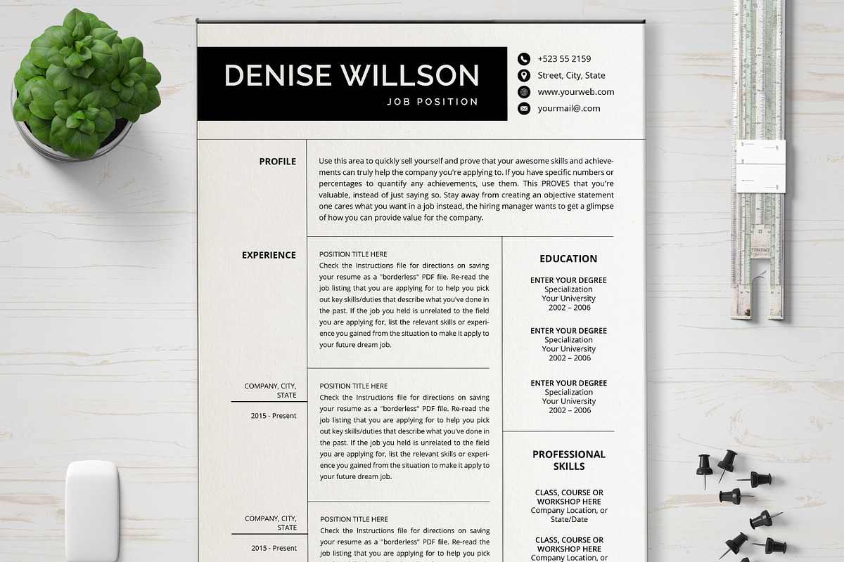 Simple CV Design template, a Resume Template by Wow Designs