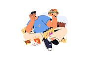 Binge eating, food disorder concept, a Food Illustration by PaperTrident (Thumbnail 3 of 7)