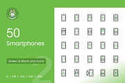 Smartphones Green & Black Line Icons, an Icon by IconBunny (Thumbnail 1 of 2)