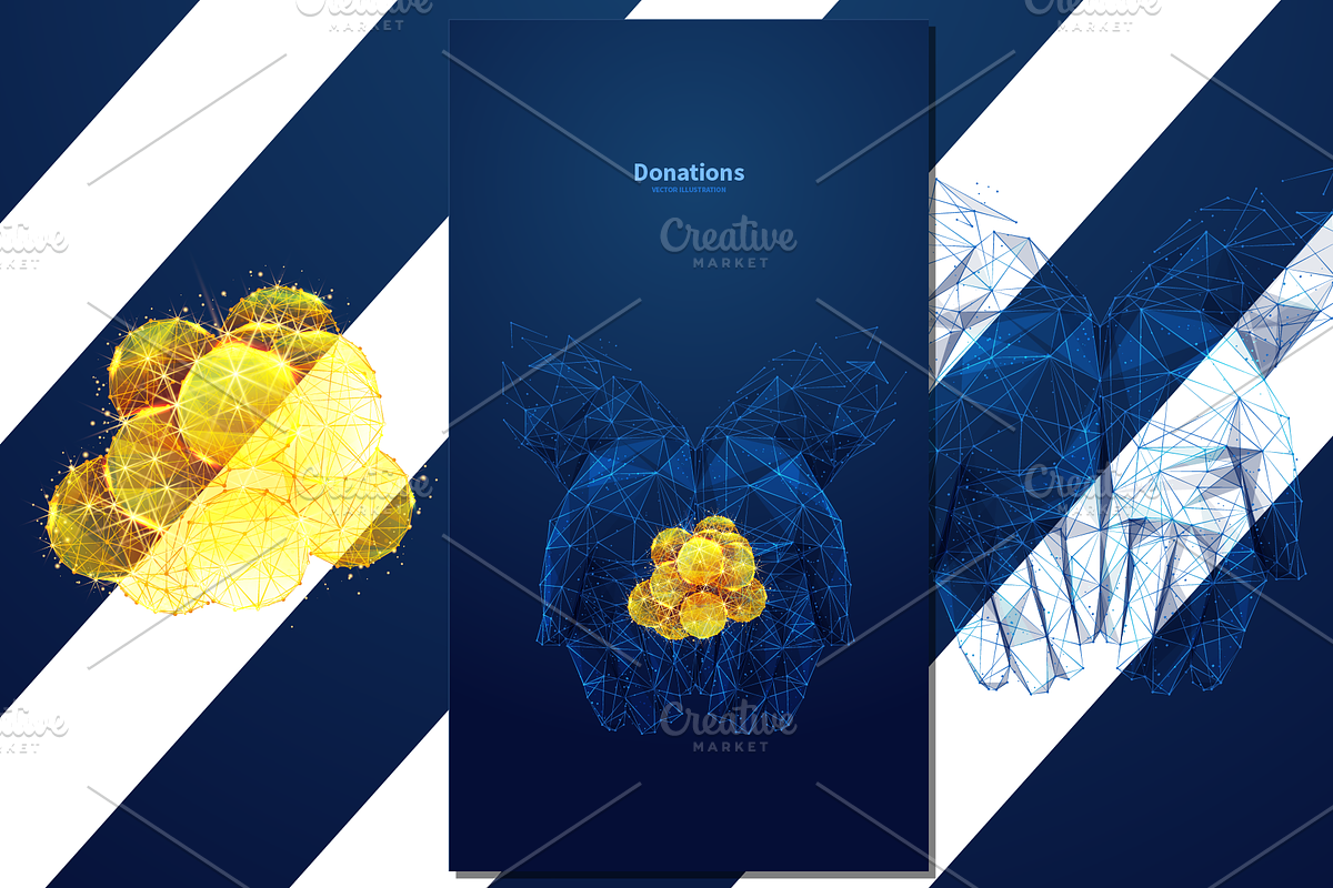 Donations low poly wireframe vector, a Person Illustration by ANTON KHRUPIN ART