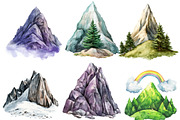 Watercolor Mountain Clipart, an Illustration by Designworld (Thumbnail 5 of 6)