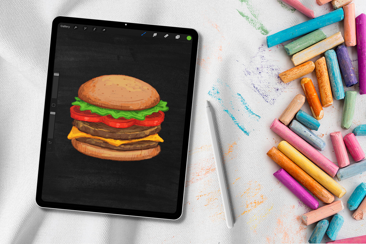 Procreate Chalk Sketch Brushes, a Brush Add-On by Nurmiftah (Photo 2 of 9)