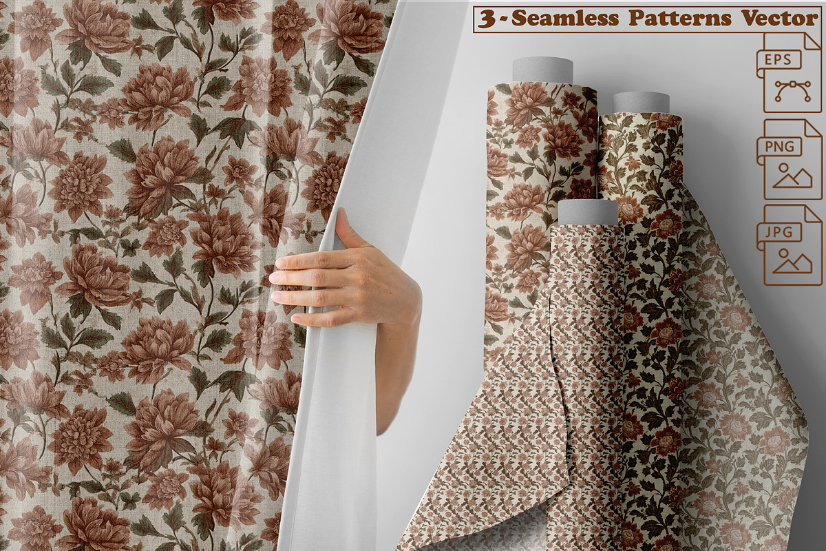 Chintz Florals – 3 Seamless Vector, a Pattern Graphic by one-touch (Photo 1 of 10)