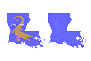 Louisiana state map USA alligator, an Illustration by Foxys Graphic