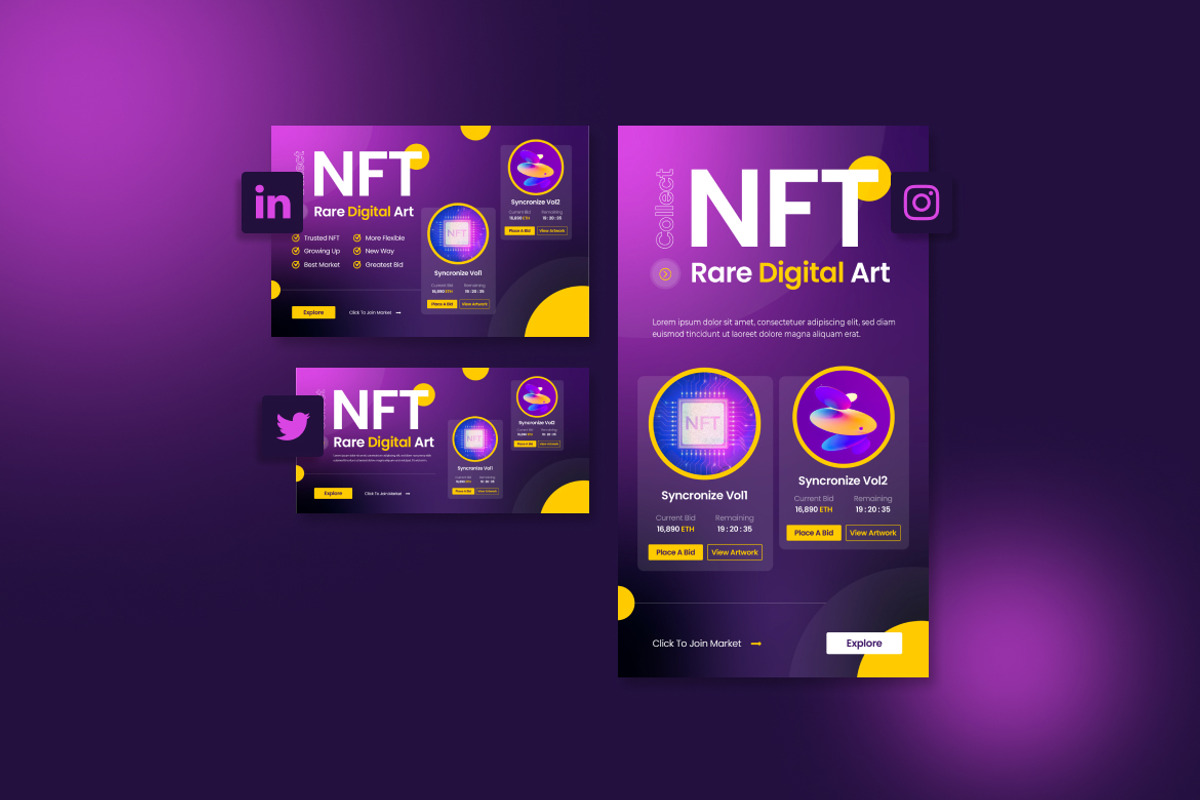 NFT Social Media Banner, a Social Media Template by Formatika Studio (Photo 2 of 3)