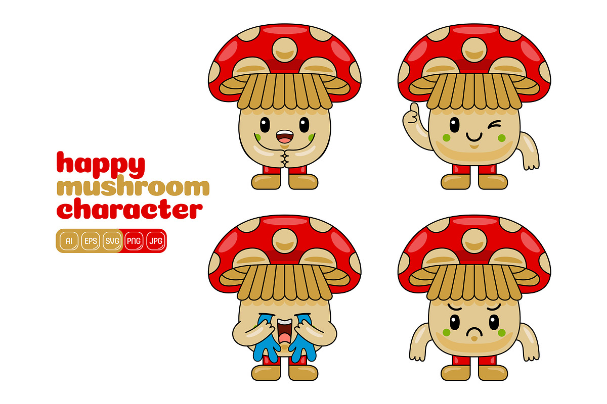 Mushroom Mascot Vector Pack, an Illustration by MEDZ (Photo 3 of 5)