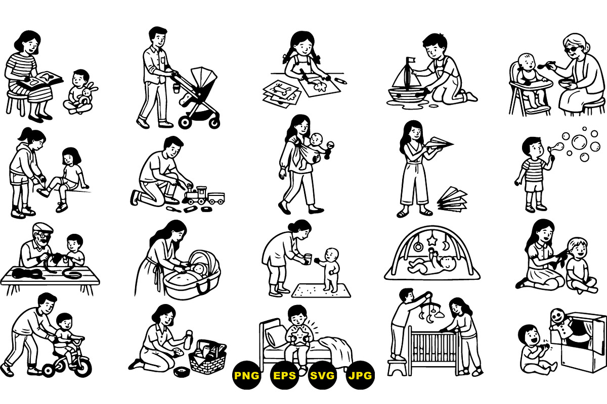 Child Care Activity Clipart Set, an Illustration by designvectx (Photo 2 of 3)