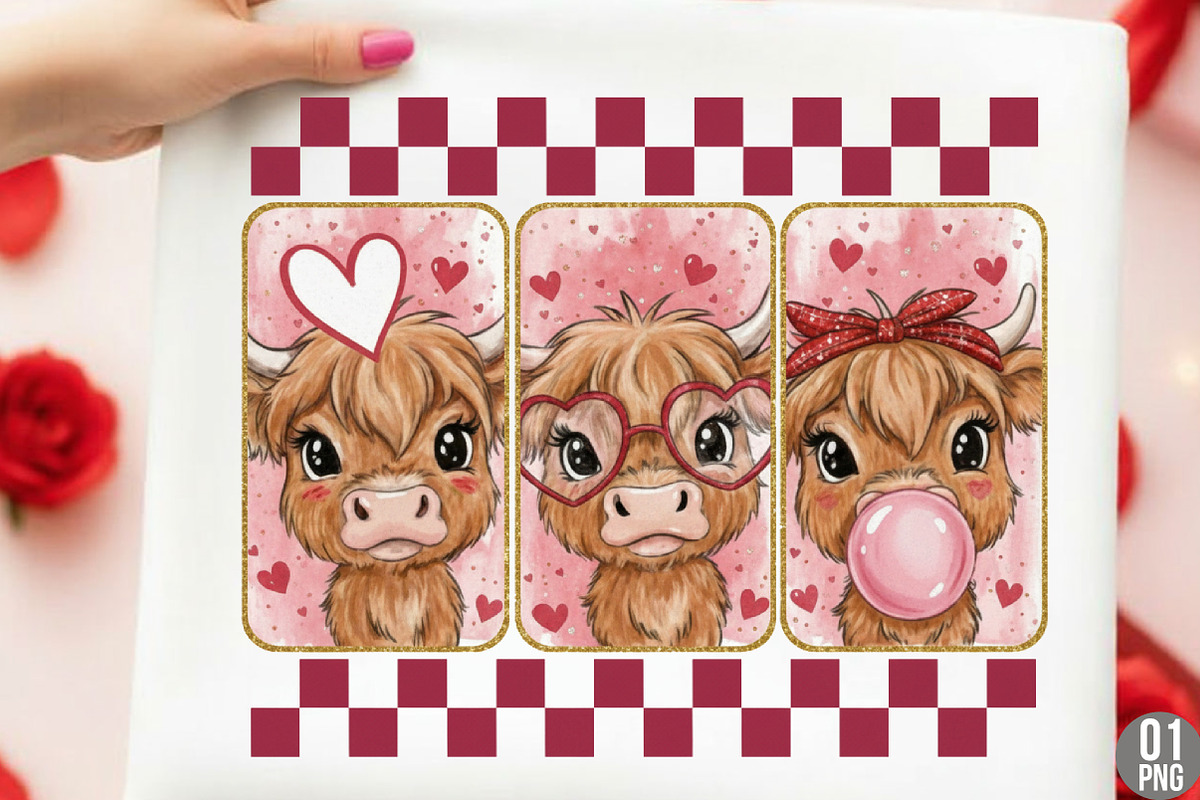 Cute Cow Valentine Png, Highland Cow, an Illustration by Designking (Photo 1 of 6)