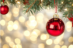 Red christmas ornament on pine tree, an Object Illustration by Lermont51