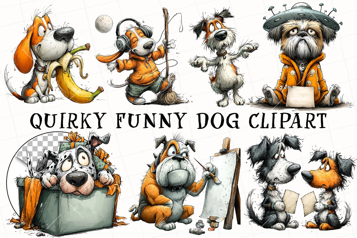 Quirky Funny Dog Clipart, an Illustration by OK Design (Photo 2 of 6)