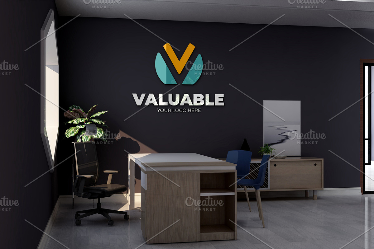 PSD Office Room Wall Logo Mockup, a Product Mockup by Ayy (Photo 10 of 13)