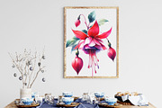 Watercolor Fuchsia Flowers Clipart, a Work Illustration by Dream Creation (Thumbnail 3 of 4)